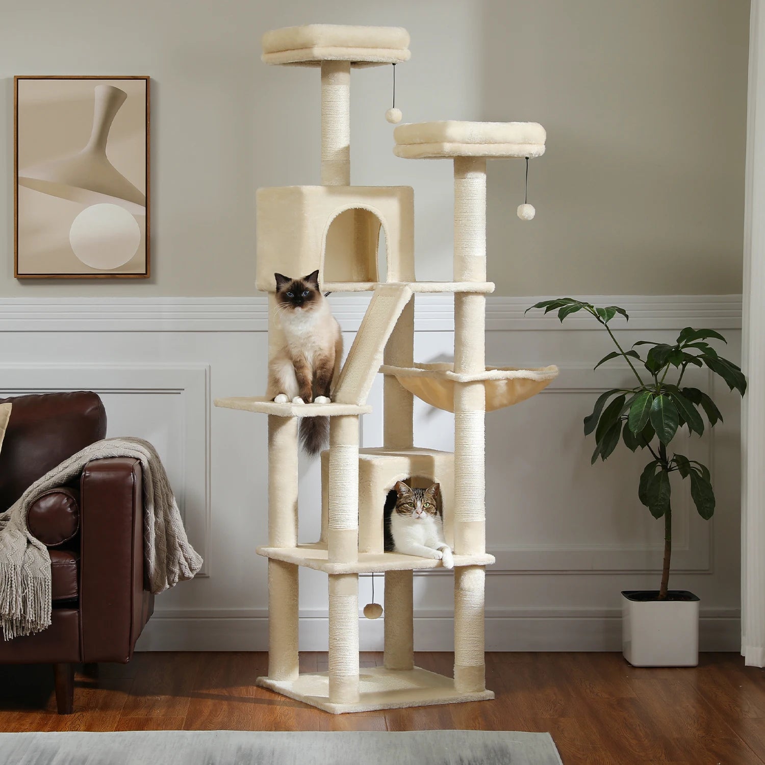 Ultimate Indoor Cat Tower - Multi-Level Plush Condo with Scratching Posts and Caves - Kaiju Mafia