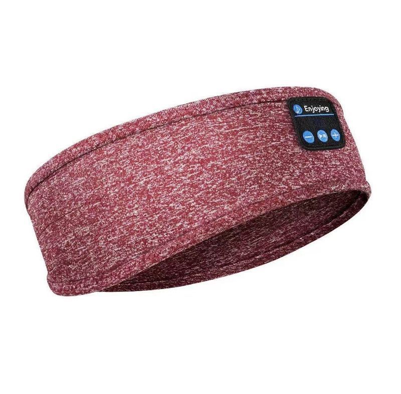 Wireless Bluetooth V5.0 sports headband in red, designed for music calls and sleep, made with cationic and polyester fabric.