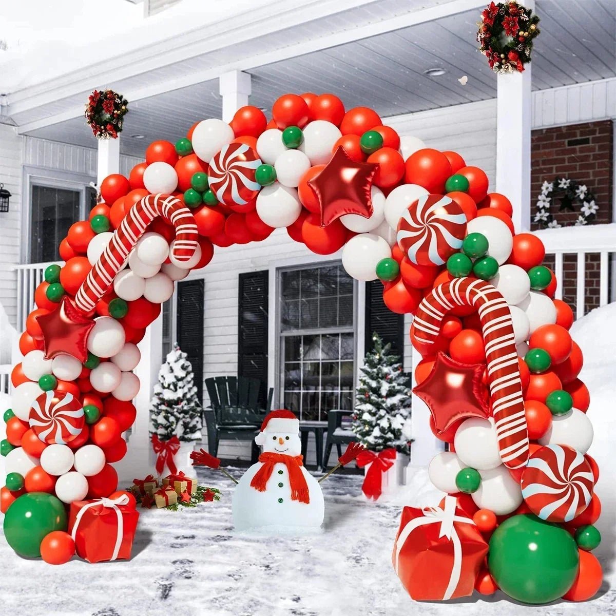 Christmas Balloon Garland Arch Kit Red Green Lolipop Cone Star Foil Balloons New Year Christmas Party Decoration Supplies Gifts - Kaiju Mafia