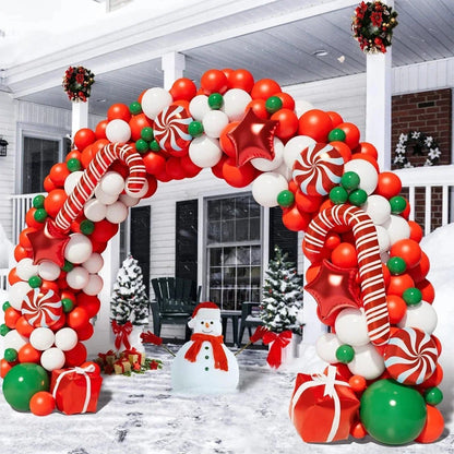 Christmas Balloon Garland Arch Kit Red Green Lolipop Cone Star Foil Balloons New Year Christmas Party Decoration Supplies Gifts - Kaiju Mafia