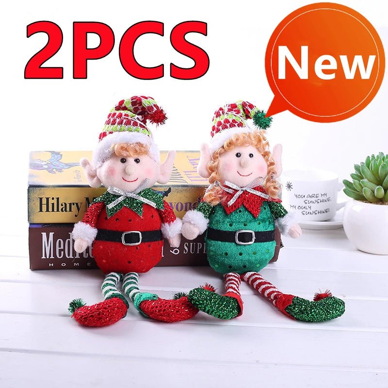 New 2/1Pc Red Green Christmas Decoration Plush Leg Elf Doll Ornaments Boys Girls Elves Toy Doll New Year Navidad Home Decoration - Kaiju Mafia