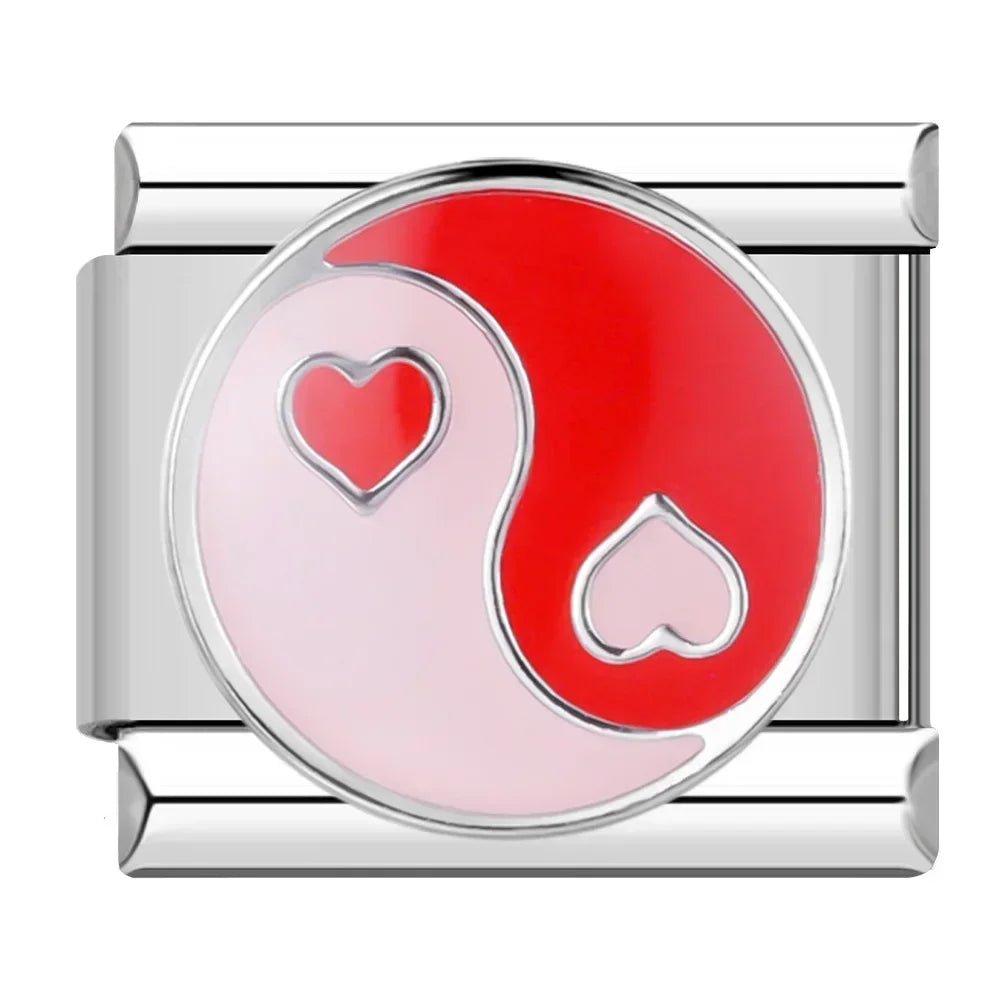 Hapiship Romantic Colour Heart Star Flwoer Tai Chi Italian Charm Links Fit 9mm Stainless Steel Bracelet Jewelry DIY Making DJ597 - Kaiju Mafia