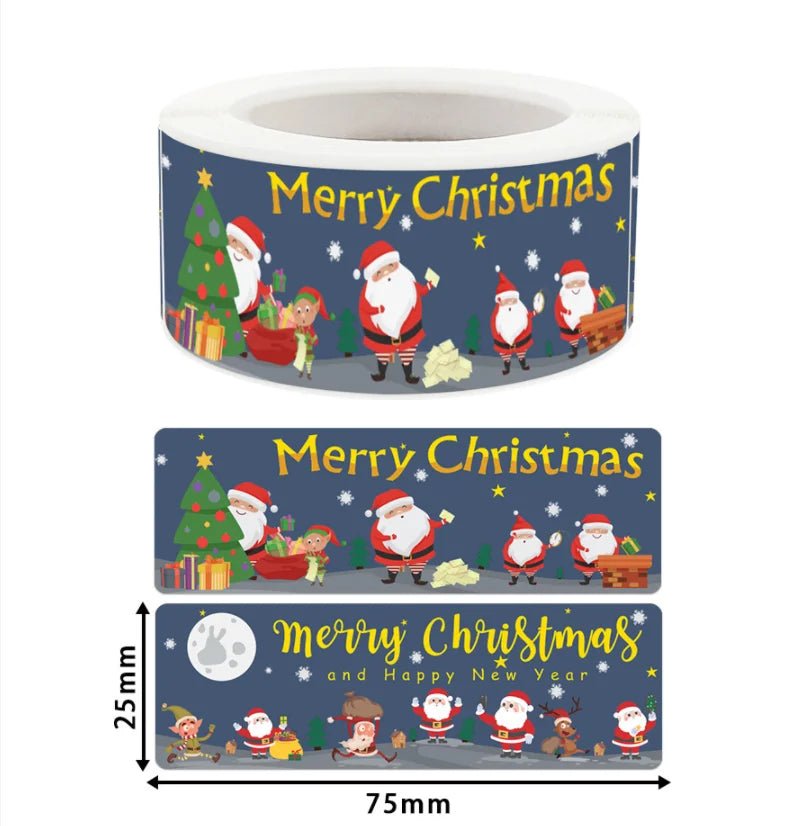 120Pcs/roll Merry Christmas Stickers Happy New Year Gift Sealing Stickers Holiday Candy Bag Box Decoration Stationery Stickers - Kaiju Mafia
