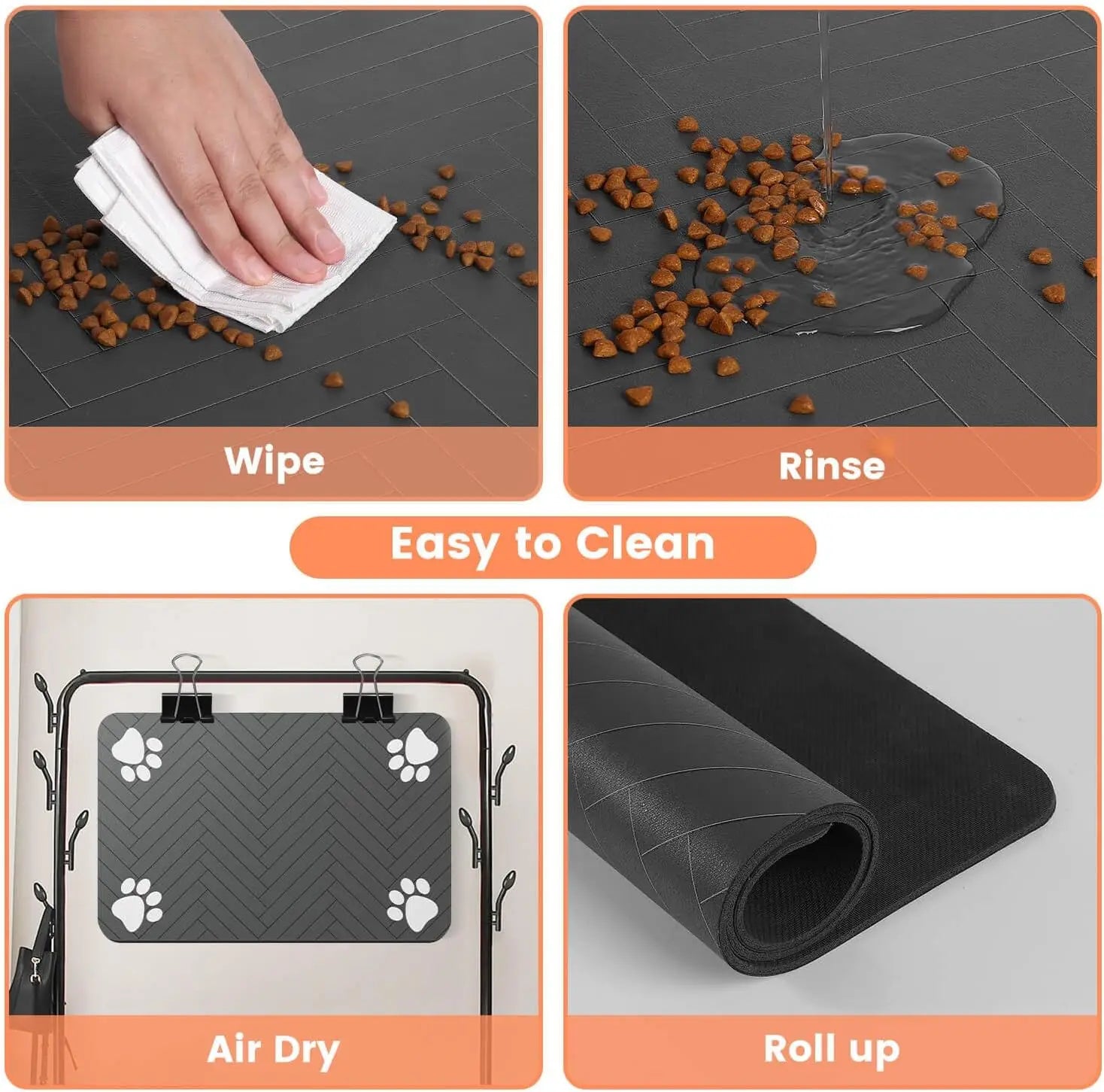 Waterproof Pet Feeding Mat - Absorbent Placemat for Food and Water Bowl