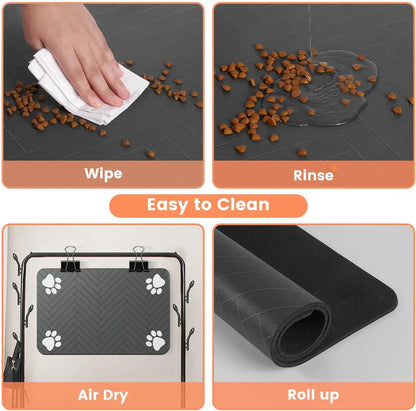 Waterproof Pet Feeding Mat - Absorbent Placemat for Food and Water Bowl