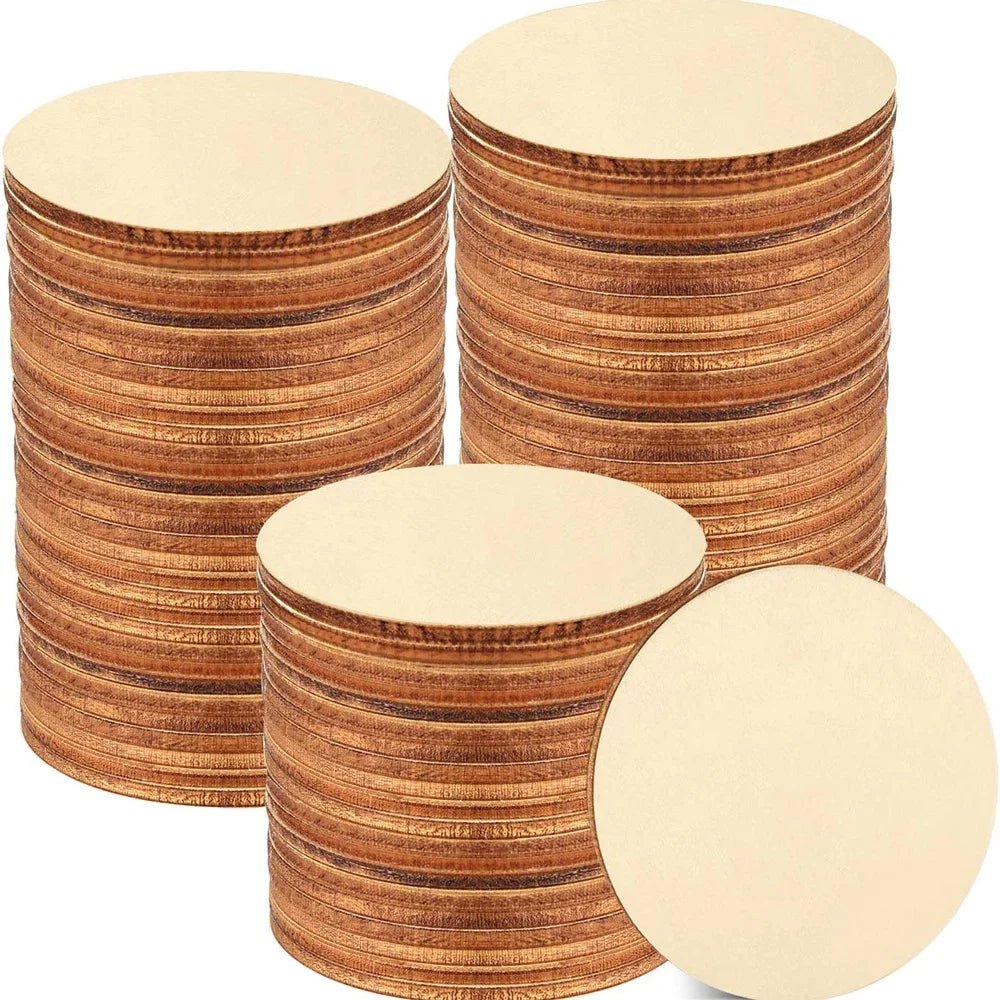 3mm Thickening 2 - 100Pcs 1cm - 10cm Unfinished Round Wood Slices DIY Crafts Wooden Circle Discs for Painting Wedding Ornament Decor - Kaiju Mafia