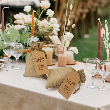 50/100Pcs Burlap Linen Drawstring Bag Jute Gift Bag Jewelry Packaging Organizer Storage Bag Party Favor Party Candy Bags - Kaiju Mafia