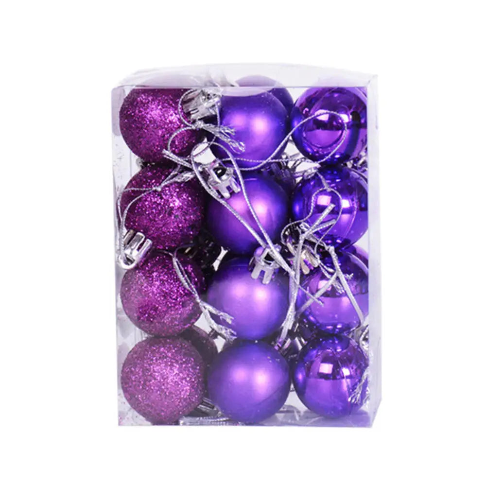 24pcs/Box 2cm Mini Christmas Ball Pendant Xmas Party Hanging Ball Ornament Shopping Mall Ceiling Christmas Tree Decorations