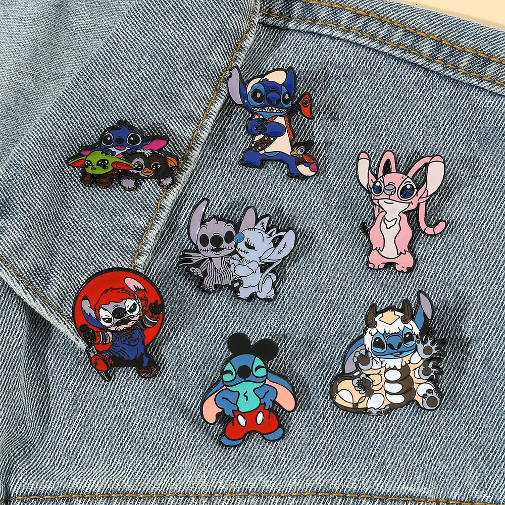 Disney Lilo &amp; Stitch Brooches Cute Stitch Pin for Backpack Cartoon Anime Metal Badges for Bag Hat Accessories Christmas Gifts