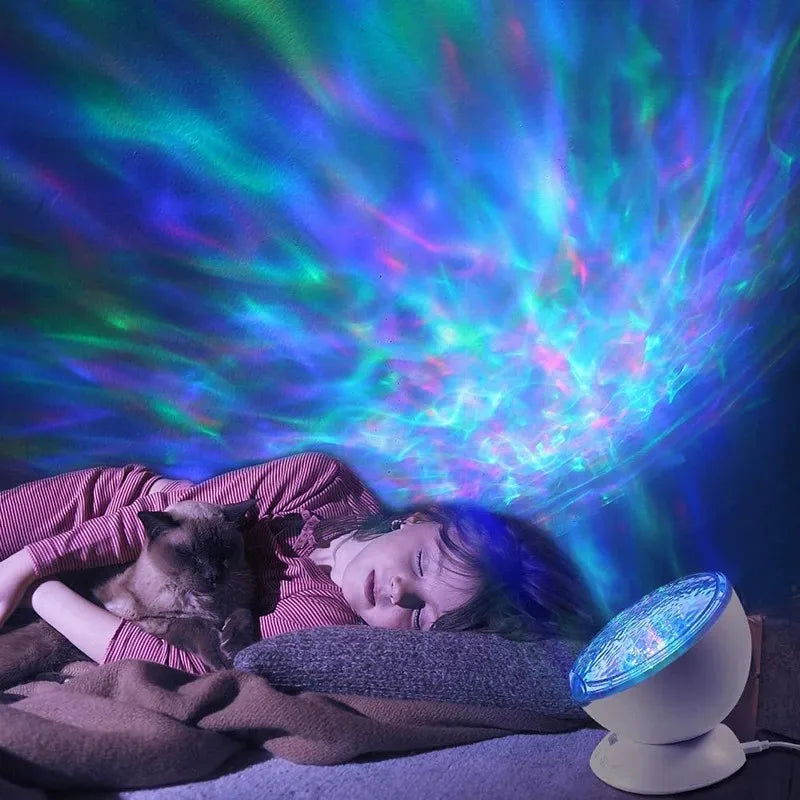 E2 Ocean Wave Projector NightLights LED Night Light Music Player Remote Control 7 Color Ceiling Mood Lamp with Bulit-in Speaker