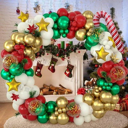 Christmas Balloon Garland Arch Kit Red Green Lolipop Cone Star Foil Balloons New Year Christmas Party Decoration Supplies Gifts - Kaiju Mafia