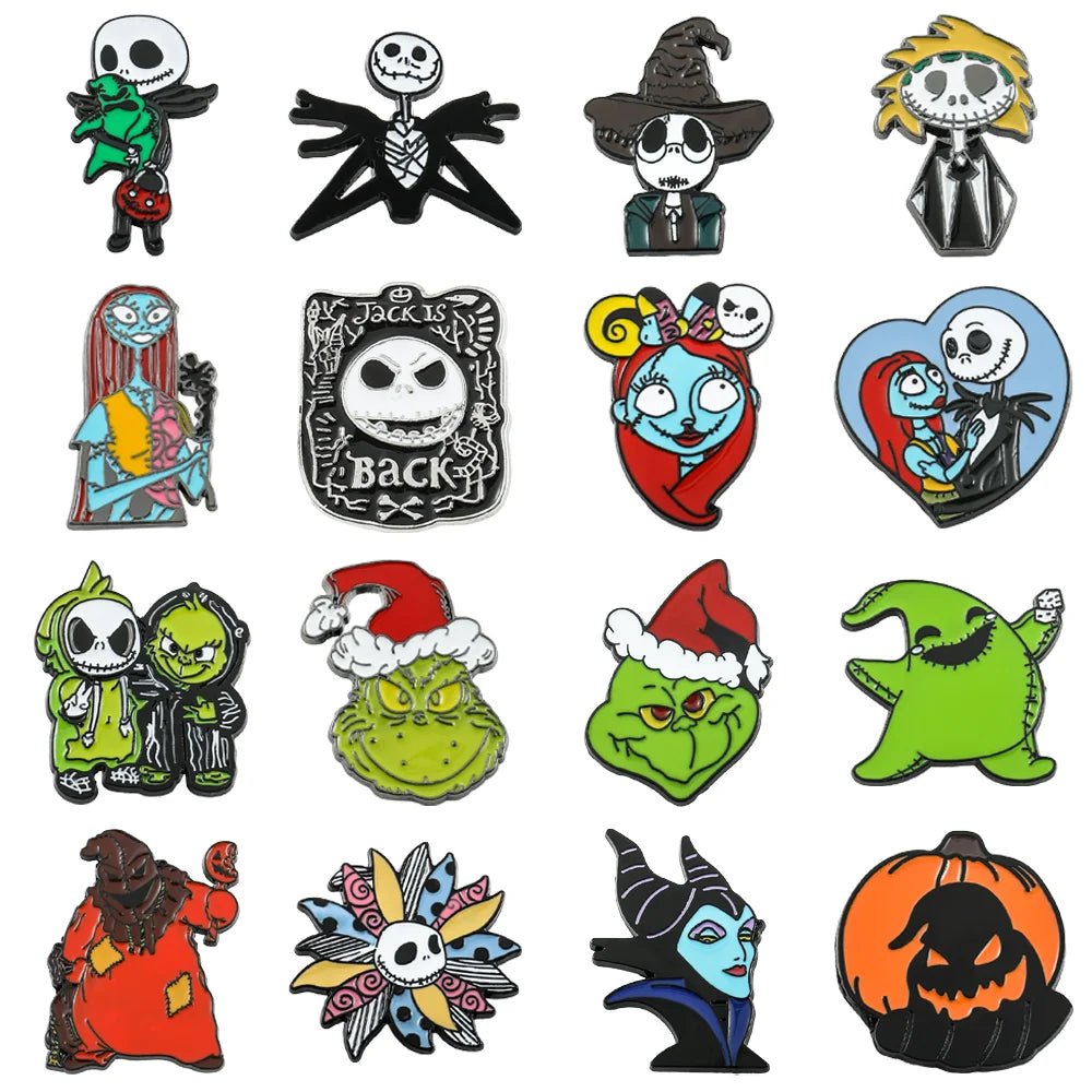 Disney The Nightmare Before Christmas Enamel Pin Cartoon Figure Sally Jack Skellington Metal Badge Brooch Kawaii Accessories - Kaiju Mafia