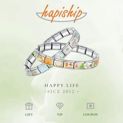 Hapiship 2022 New Fashion Food Hamburger Ice Cream Charm Italian Links Fit 9mm Bracelet Stainless Steel Jewelry DIY Making DJ585