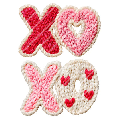 Valentines Day Faux Yarn XOXO DIY Iron-On Heat Transfer Sticker Decals T-shirts Sweatshirts Bags Pillowcases Clothing Decor