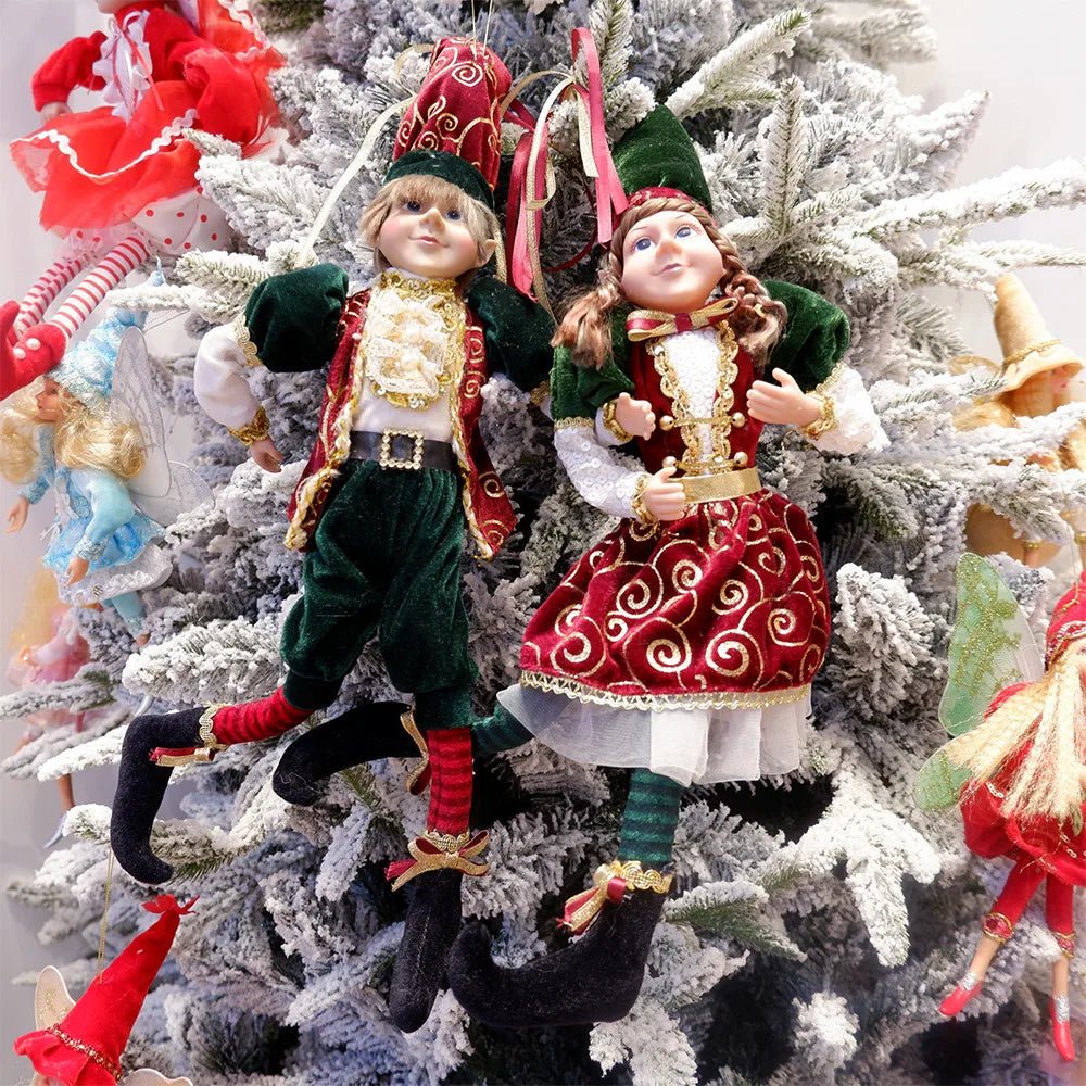 Elf Couple Navidad New Year Xmas Gifts for Kids Plush Dolls Toys Christmas Tree Pendant Drop Ornaments Hanging Decoration - Kaiju Mafia