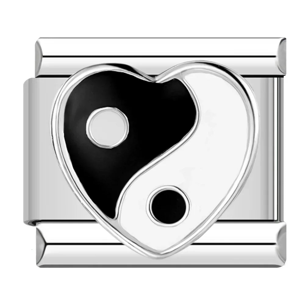 Hapiship Romantic Colour Heart Star Flwoer Tai Chi Italian Charm Links Fit 9mm Stainless Steel Bracelet Jewelry DIY Making DJ597 - Kaiju Mafia