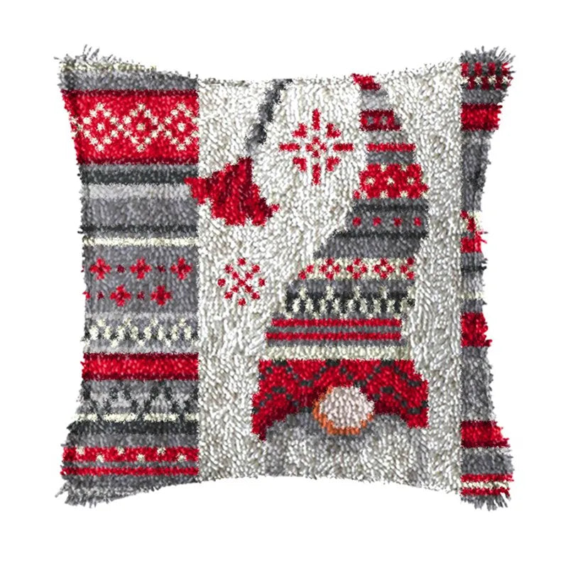 Snowman Elk Christmas Latch Hook Kits Smyrna Pillowcase Knot Pillow Package Latch Hook Kit Set For Needlework Embroidery Cushion