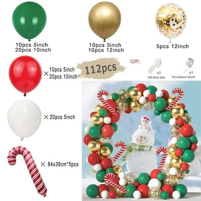 Christmas Balloon Garland Arch Kit Red Green Lolipop Cone Star Foil Balloons New Year Christmas Party Decoration Supplies Gifts - Kaiju Mafia