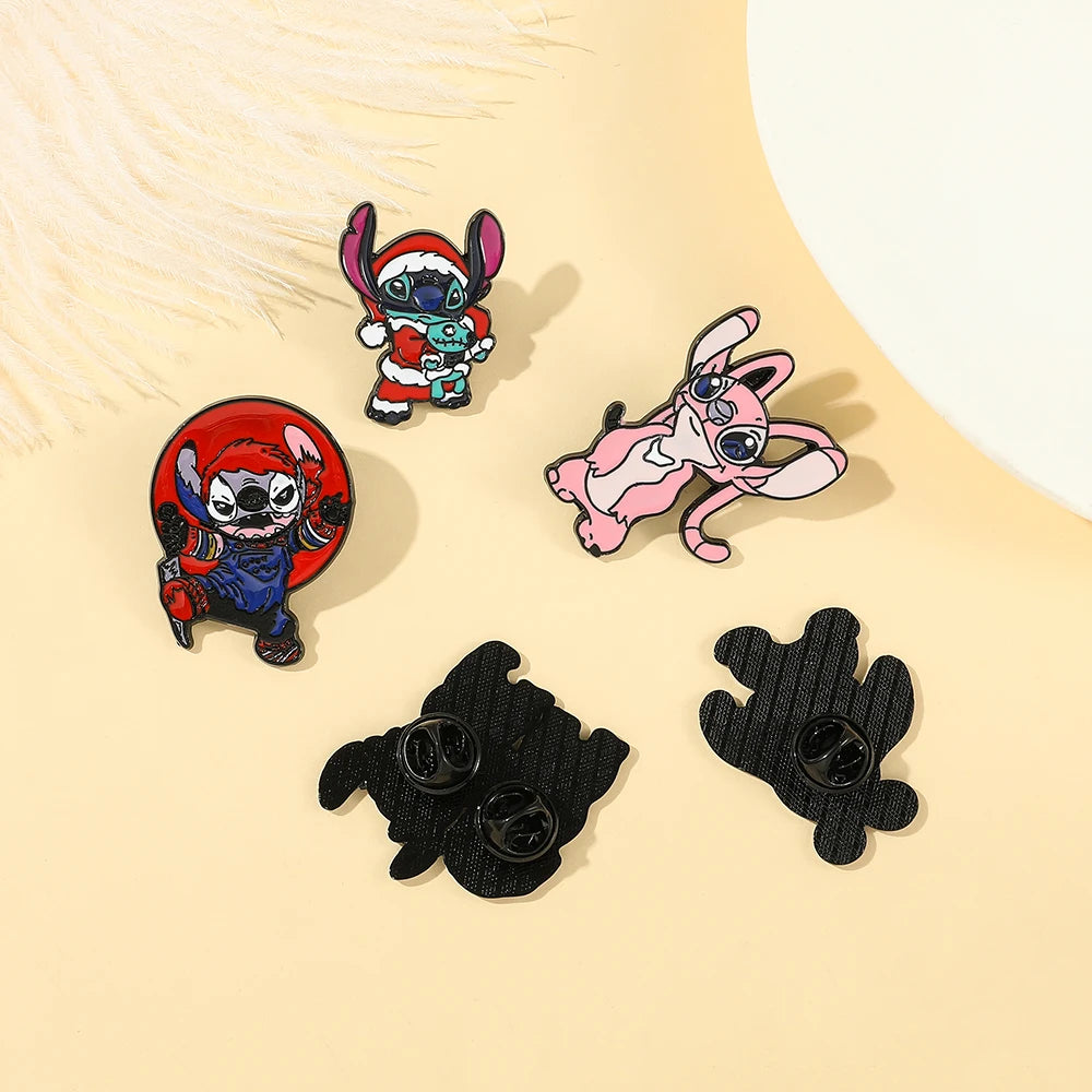 Disney Lilo &amp; Stitch Brooches Cute Stitch Pin for Backpack Cartoon Anime Metal Badges for Bag Hat Accessories Christmas Gifts