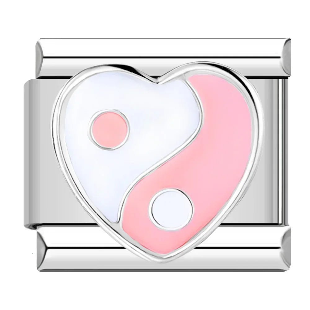 Hapiship Romantic Colour Heart Star Flwoer Tai Chi Italian Charm Links Fit 9mm Stainless Steel Bracelet Jewelry DIY Making DJ597 - Kaiju Mafia
