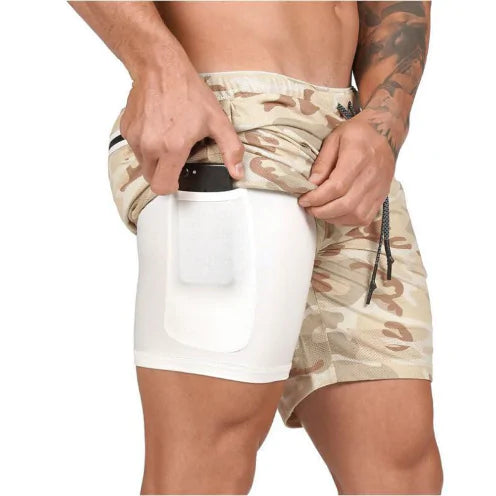 Mens 2 in 1 Fitness Running Shorts