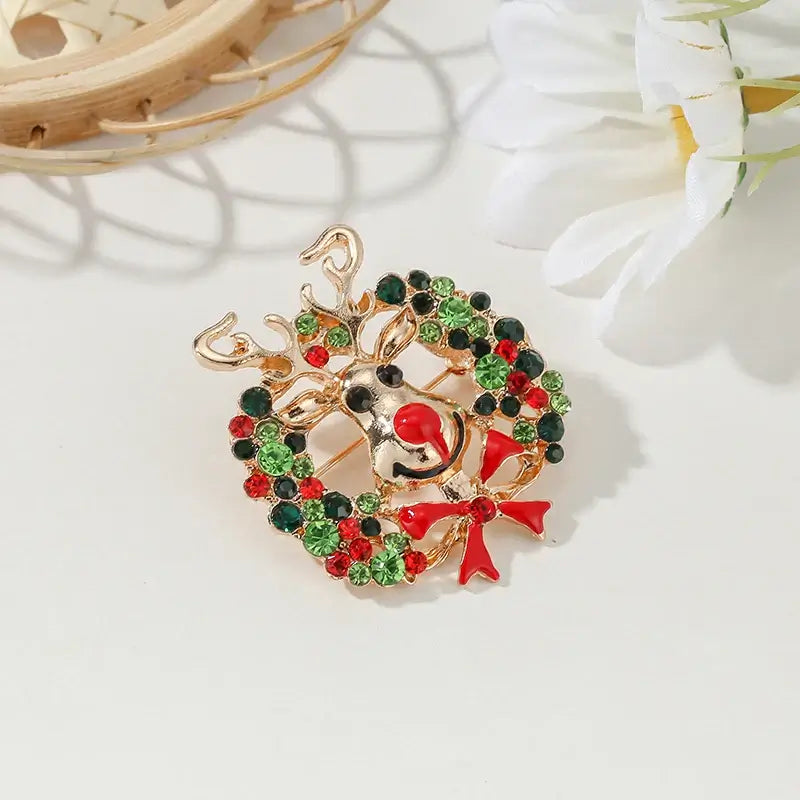 Christmas Rhinestone Brooch Pins