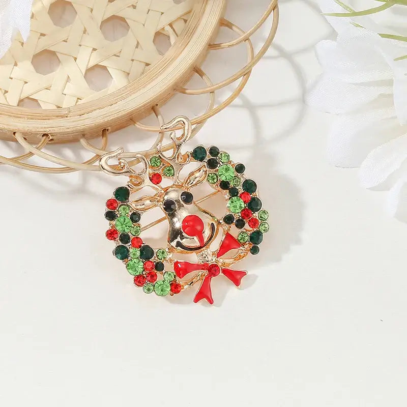 Christmas Rhinestone Brooch Pins