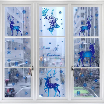 Christmas Snowflake Window Clings Stickers Santa Claus Reindeer Wall Glass Sticker Xmas Decorations Navidad 2023 Home Decor Noel - Kaiju Mafia