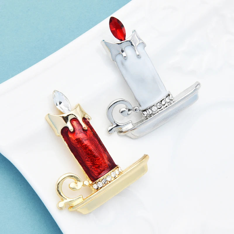 Enamel Candle Brooch Pins