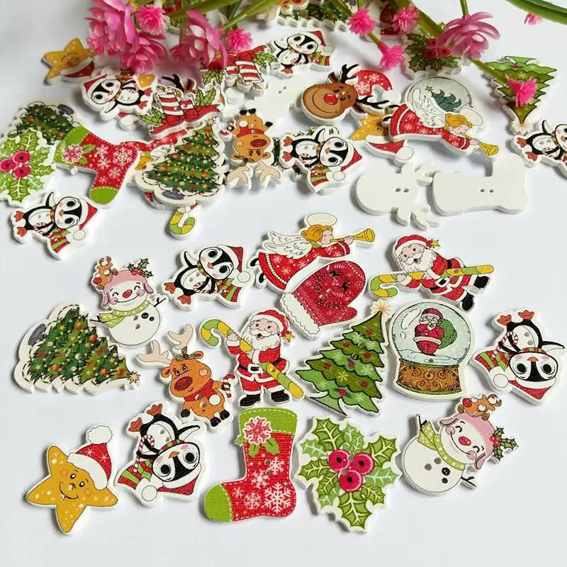 Mix Christmas Wooden Buttons