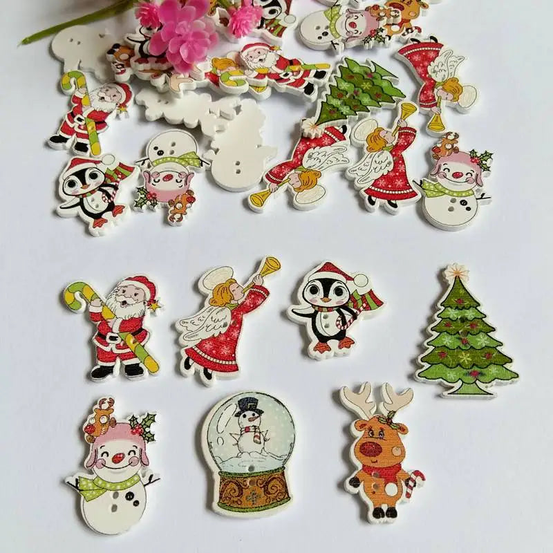 Mix Christmas Wooden Buttons