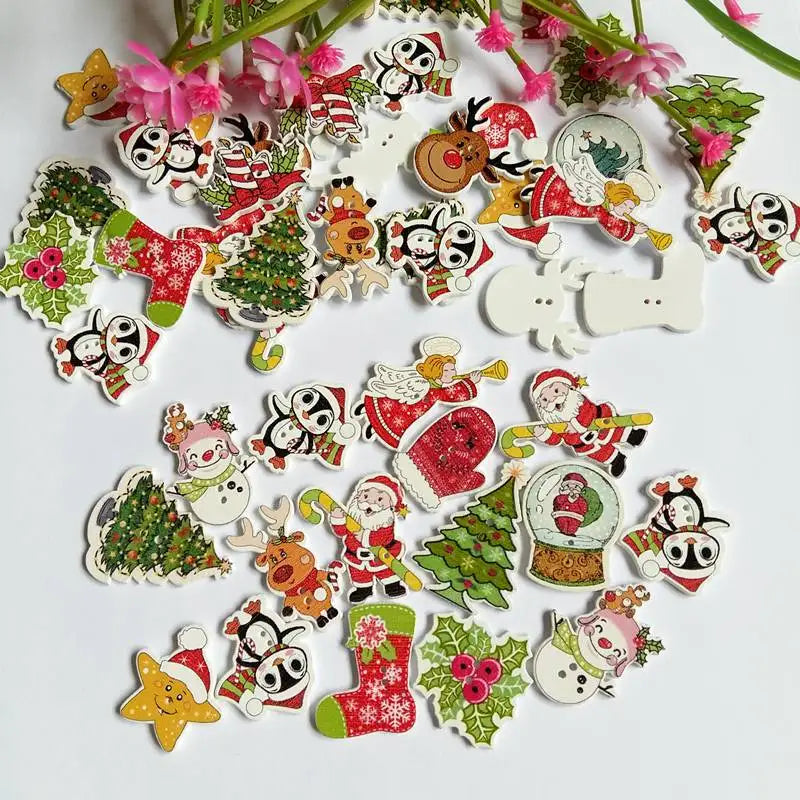 Mix Christmas Wooden Buttons