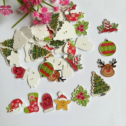 Mix Christmas Wooden Buttons