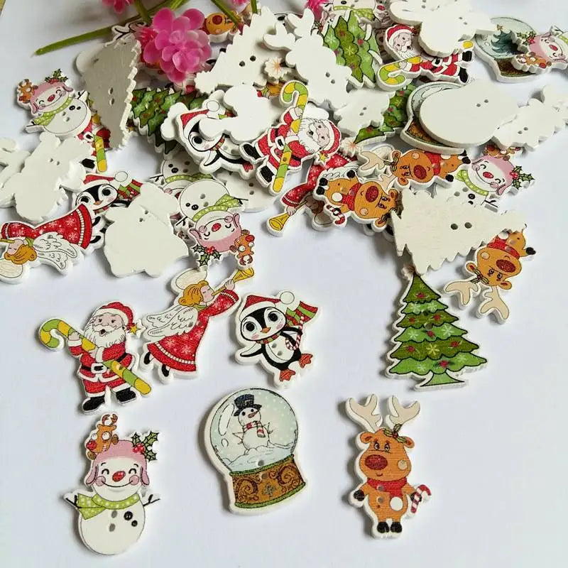 Mix Christmas Wooden Buttons