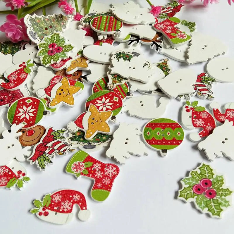 Mix Christmas Wooden Buttons