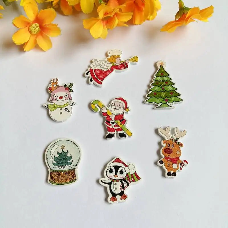 Mix Christmas Wooden Buttons