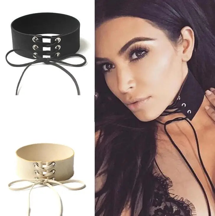 Wide Black Velvet Choker Necklace