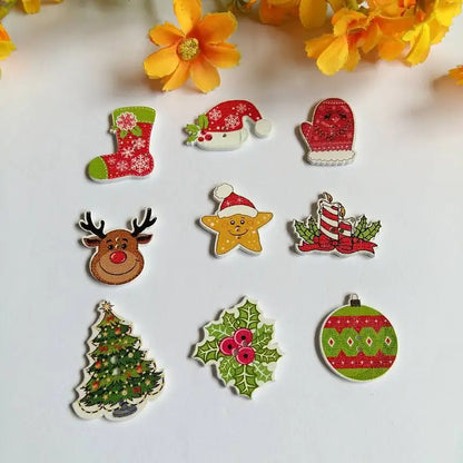 Mix Christmas Wooden Buttons