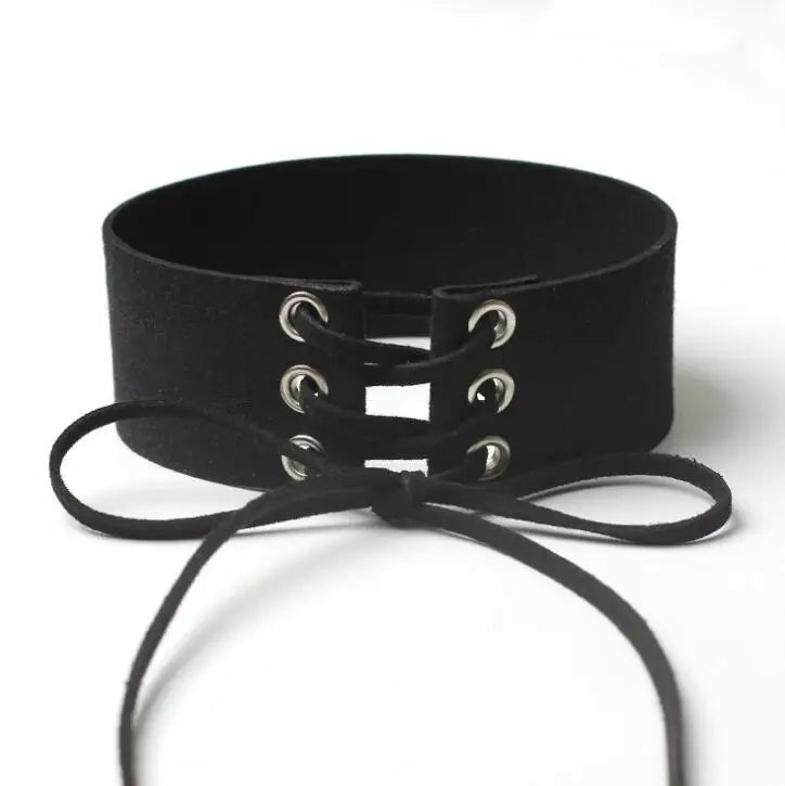 Wide Black Velvet Choker Necklace