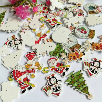 Mix Christmas Wooden Buttons