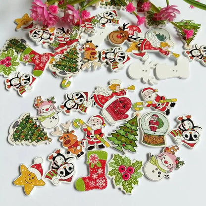 Mix Christmas Wooden Buttons