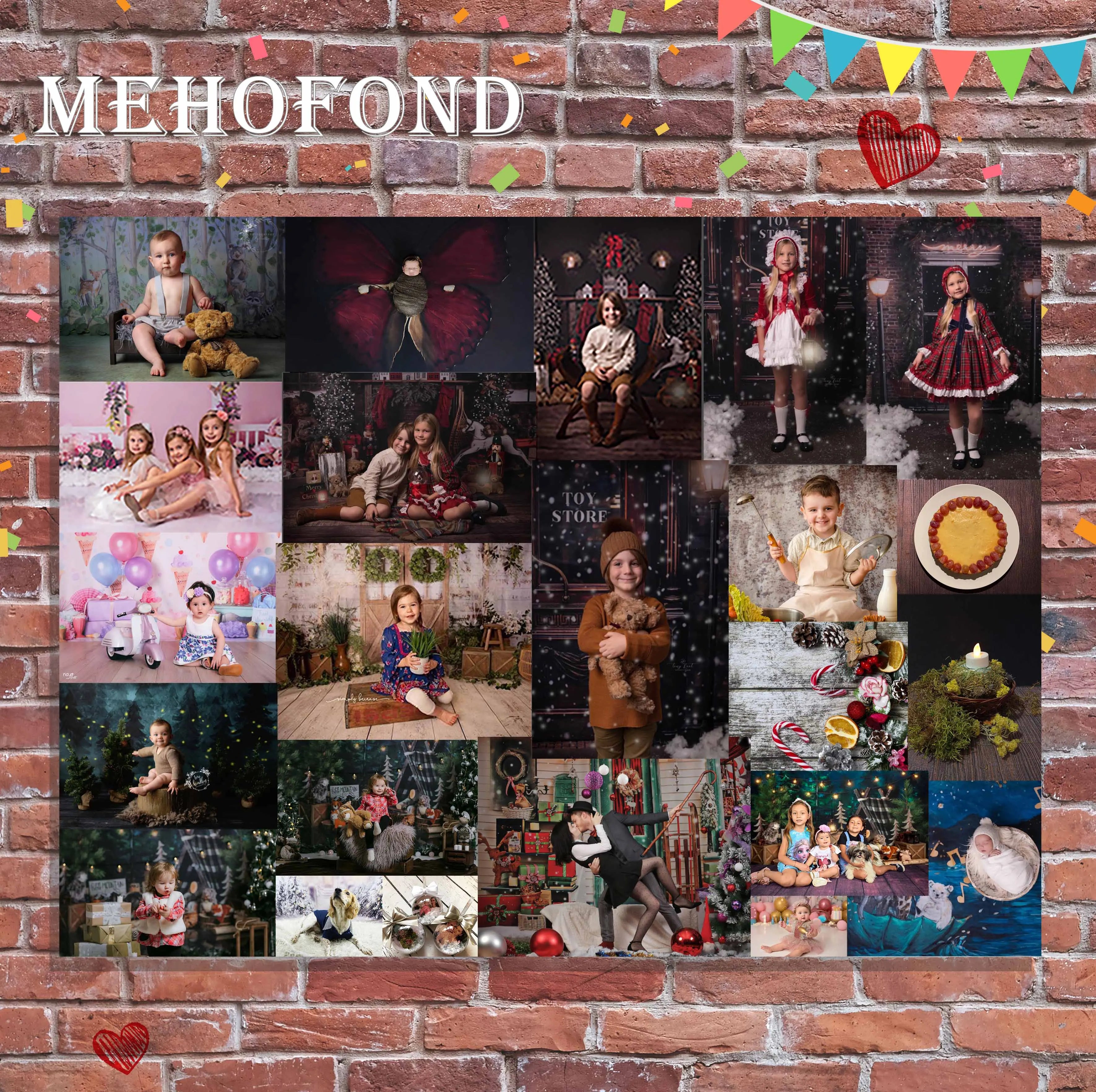 Mehofond Photography Background White Christmas Balloon Pine Tree Xmas Party Kids Family Portrait Decor Backdrop Photo Studio - Kaiju Mafia