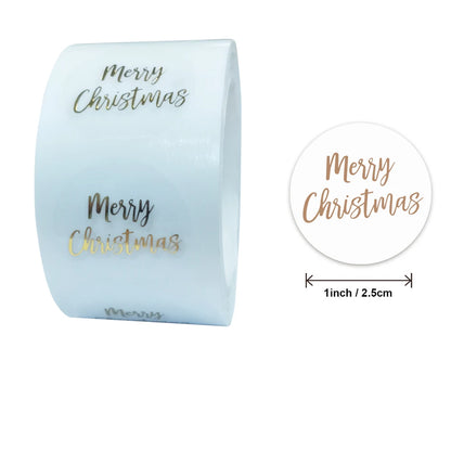 Round Clear Merry Christmas Stickers