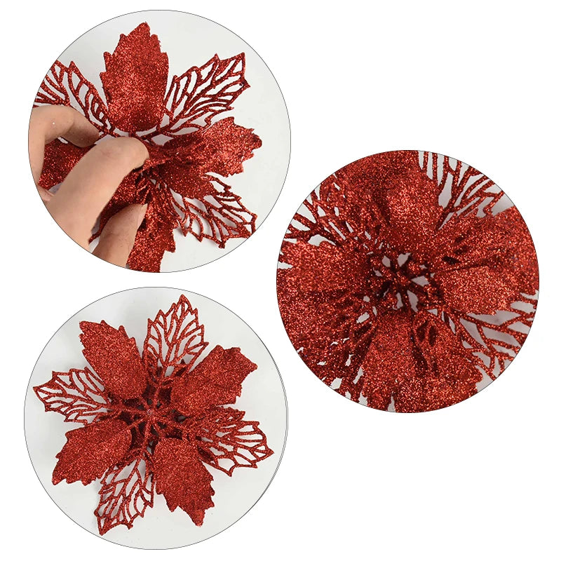 Glitter Poinsettia Christmas Flowers