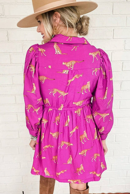 Fashion Leopard Print Long Sleeves Dress Women 2024 Spring New Arrival Casual Versatile Personality Knee - Length Skirt Short Skirt Women - Kaiju Mafia