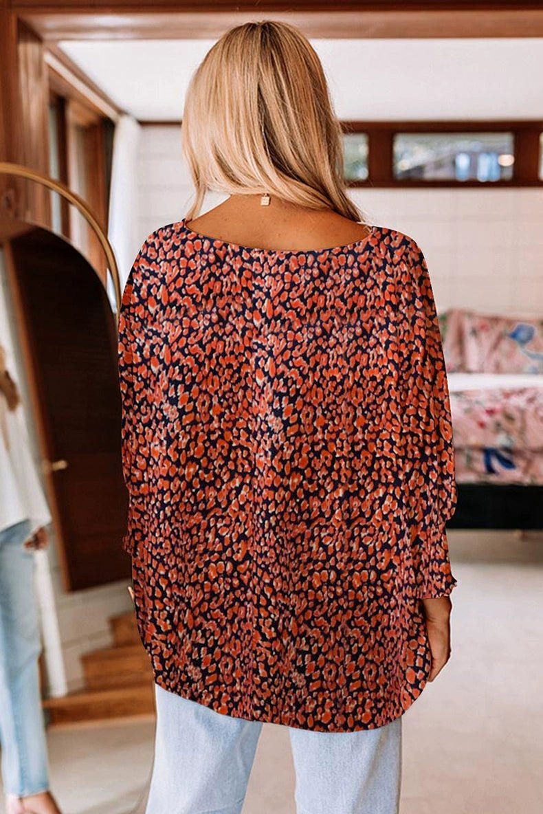 Fashion Leopard Print Print Bubble Pullover Short Sleeve Shirt - Kaiju Mafia