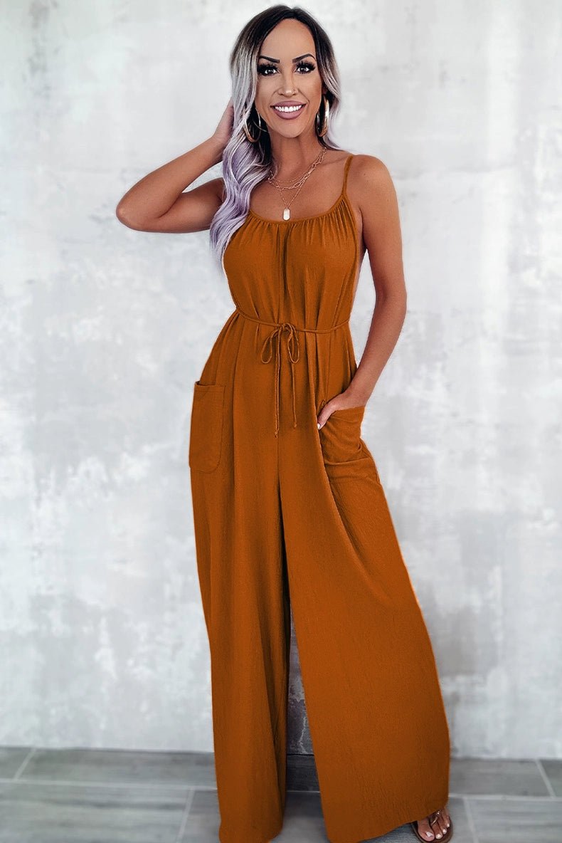 Fashion Loose Backless Suspender Jumpsuit Women 2024 Summer New Arrival Personalized Sexy Cold - Shoulder Sleeveless Jumpsuit Trousers - Kaiju Mafia