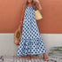 Fashion Geometric Print Sling Long Dress 2024 Summer New Arrival Loose Waist round Neck Sleeveless Thin Dress - Kaiju Mafia