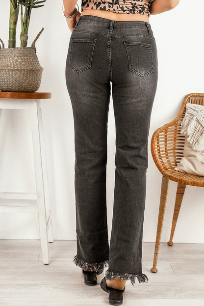 2024 Pure Color Washed Denim Women Fashion Idle Style Loose Cool Casual High Waist Straight - Leg Pants Women - Kaiju Mafia