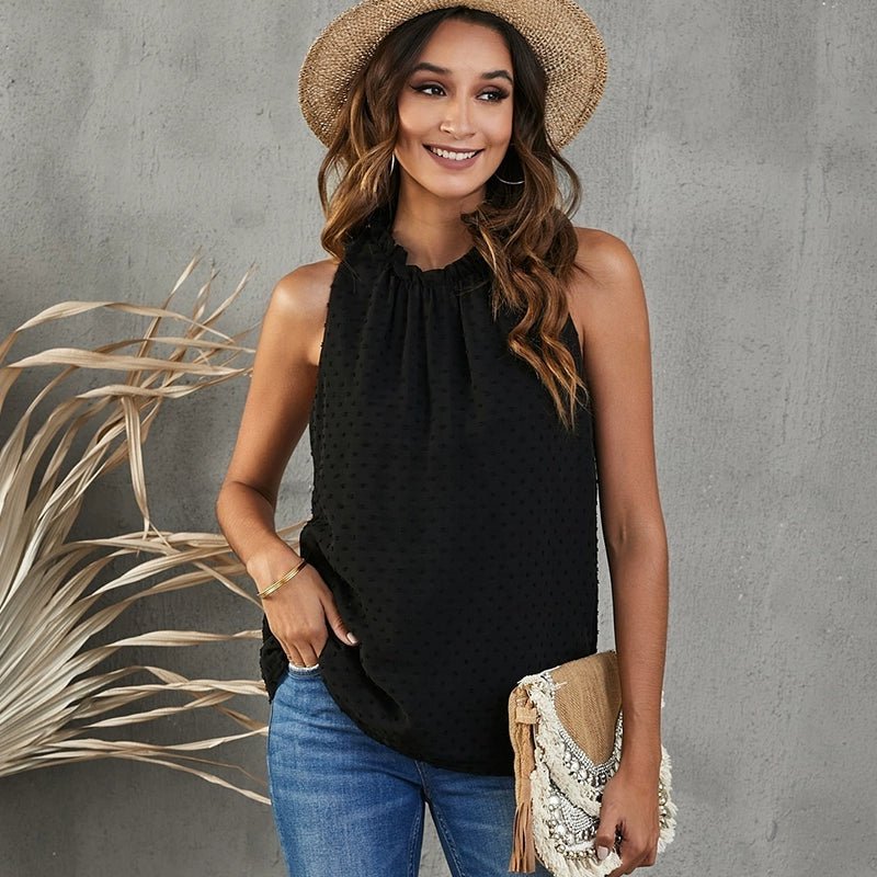 Sleeveless Trendy Loose Chiffon I - Shaped Vest Tops - Kaiju Mafia